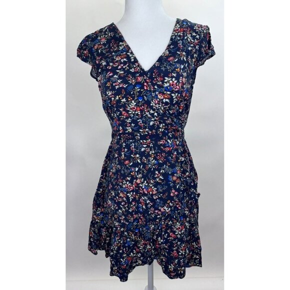 J. Crew Dresses & Skirts - J Crew Women's Faux Wrap Blue Floral Dress Size 4